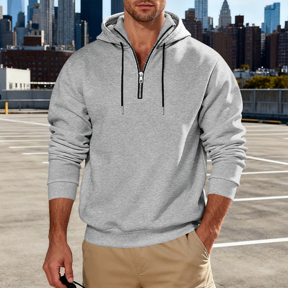 Men's Stand Collar Fleece-Lined Hoodie – Loose Fit Pullover | 8 Colours | Sizes S–3XL