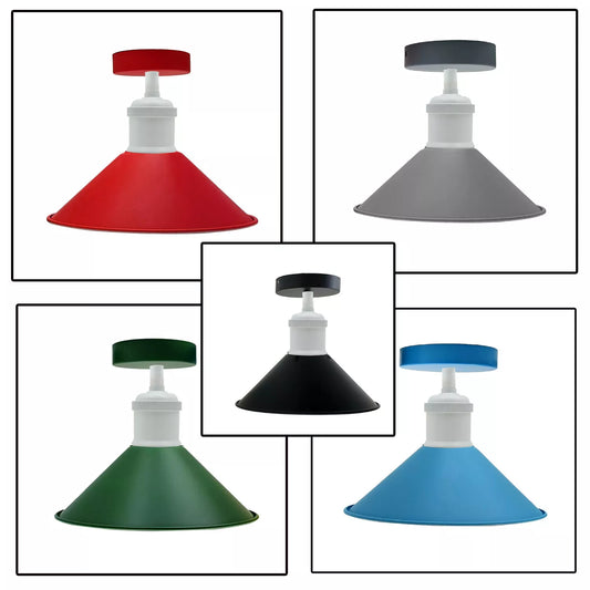 Vintage Flush Mount Metal Cone Industrial pendant ceiling light ~5656-0