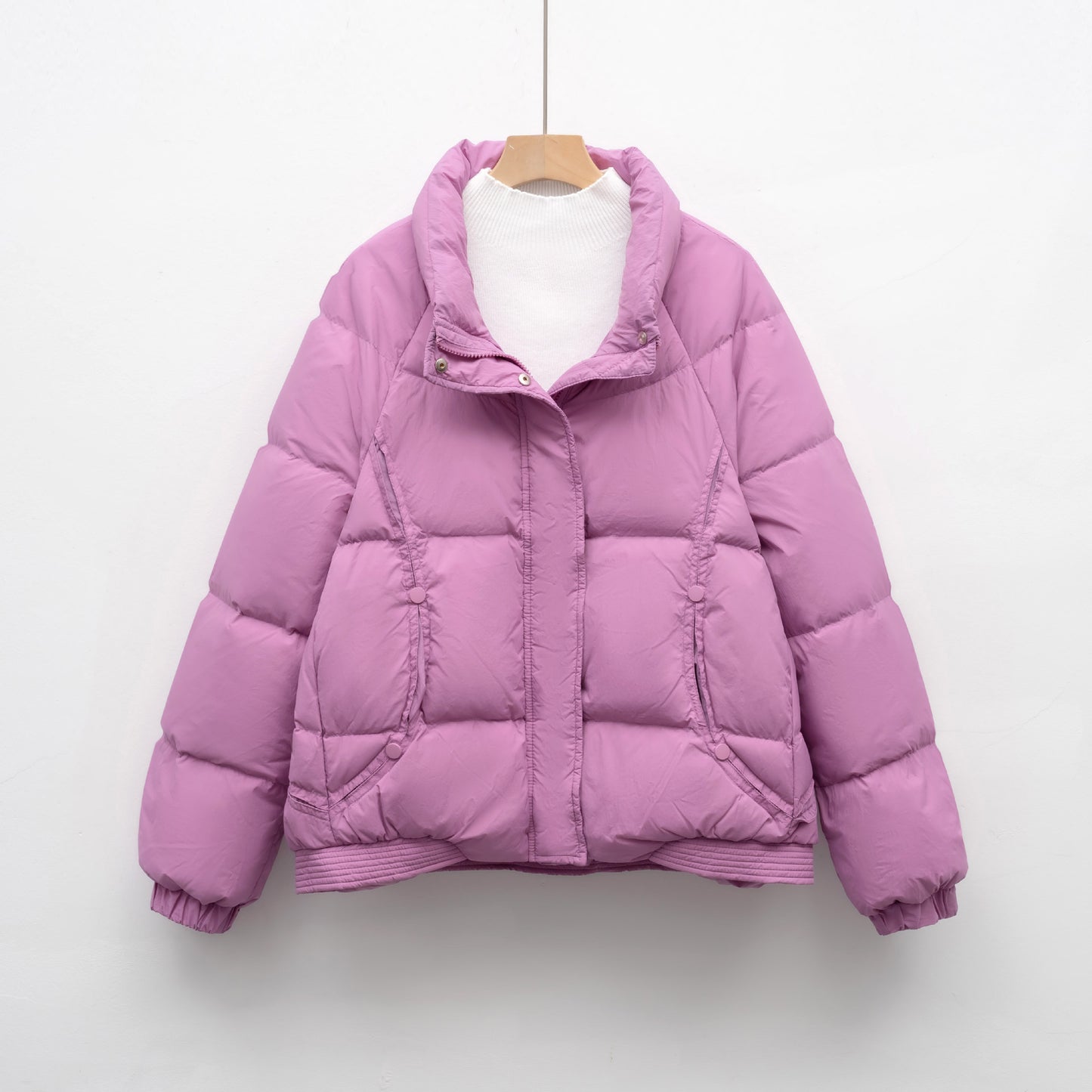 Women's Petite Thick Loose Duck Down Coat With Stand-up Collar For Warmth