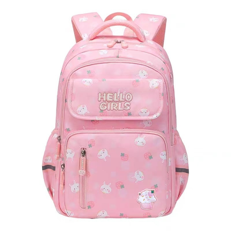 Kids' Rabbit Cartoon School Backpack – Spine Protection & Waterproof, Ages 6–12