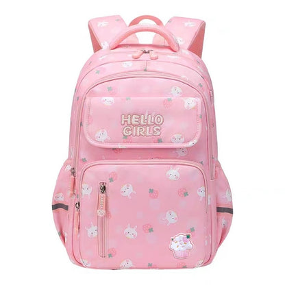 Kids' Rabbit Cartoon School Backpack – Spine Protection & Waterproof, Ages 6–12