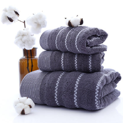 Embroidered Cotton Hotel Towel Set | 3-Piece Jacquard Bath & Hand Towels