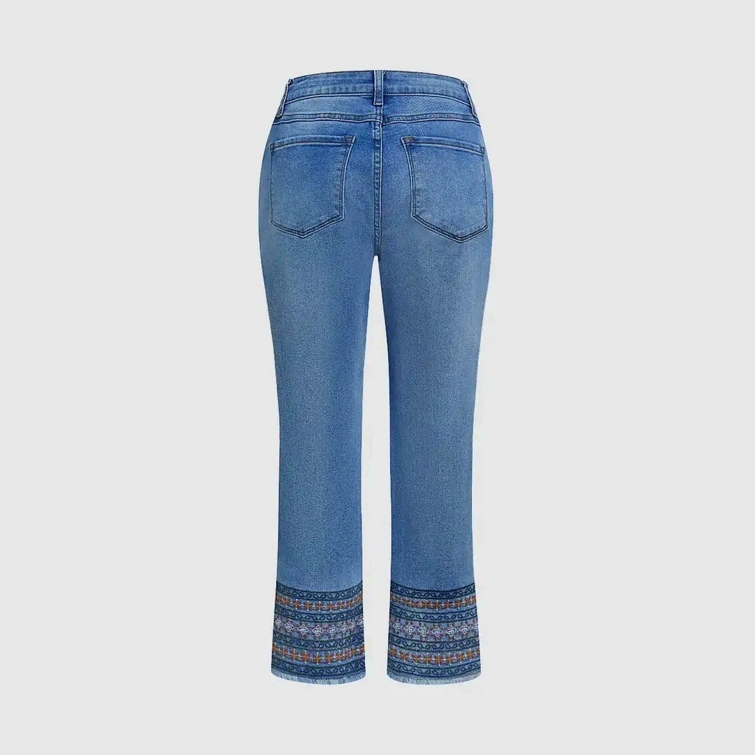 Women's Mid Rise Washed Straight Leg Ankle Jeans