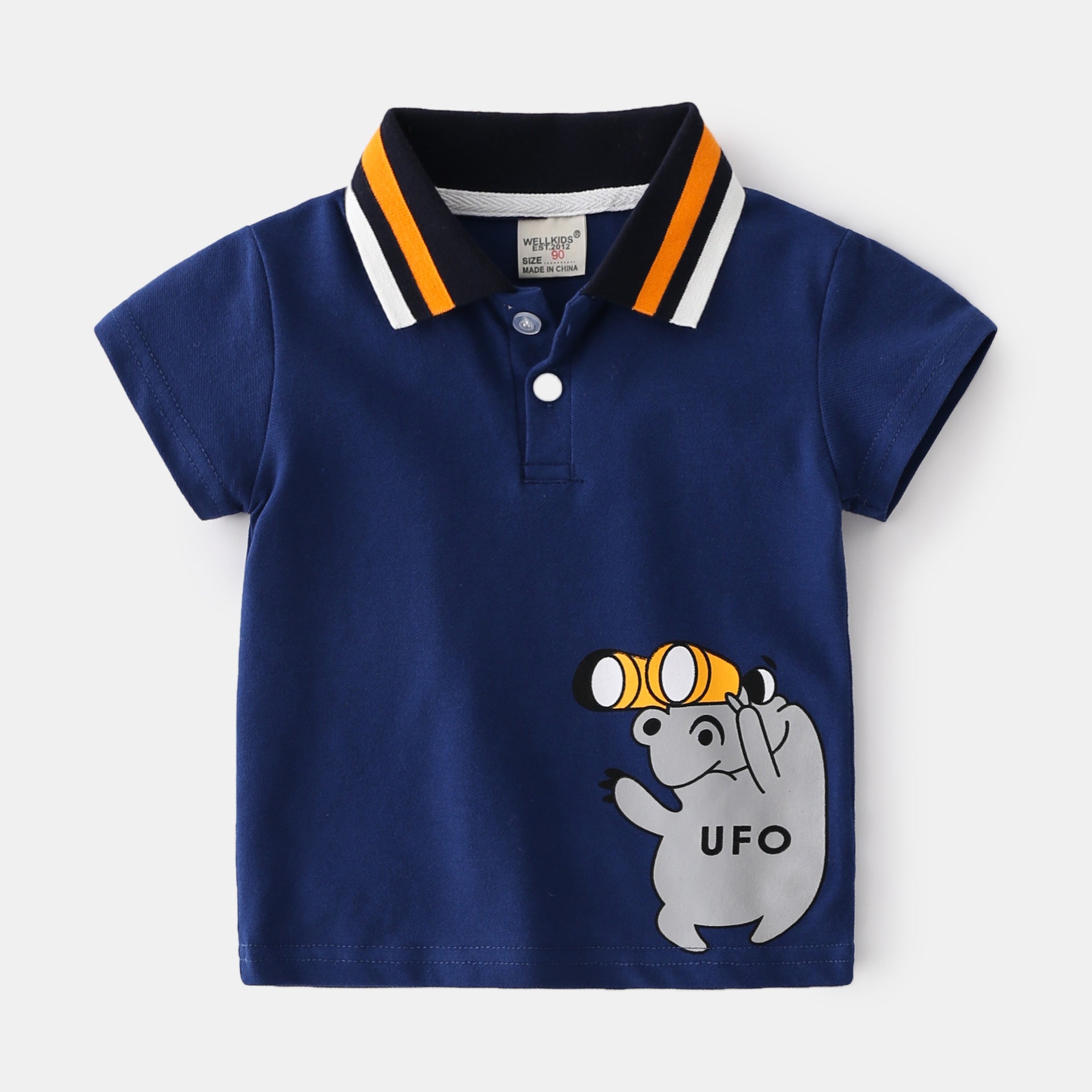 Boys' Cartoon Print Cotton Polo Shirt | Moisture-Wicking