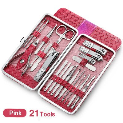 21-Piece Stainless Steel Manicure Tool Kit – 4 Colours
