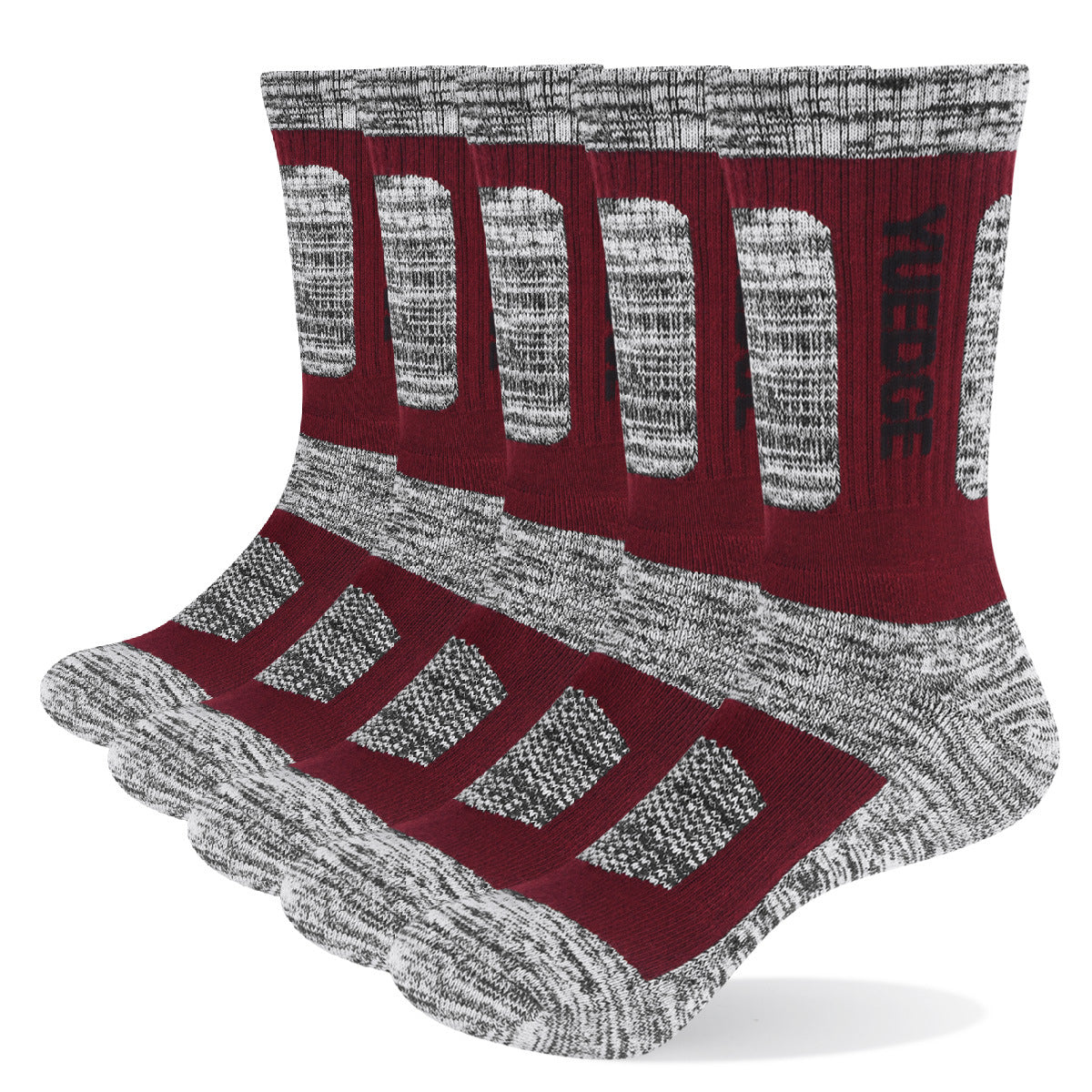 Men's Combed Cotton Sports Socks 5-Pair Pack – Breathable Thick Outdoor Socks