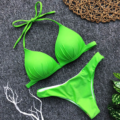 Women's Halter Neck One-Piece Swimsuit | Built-In Bra Pad