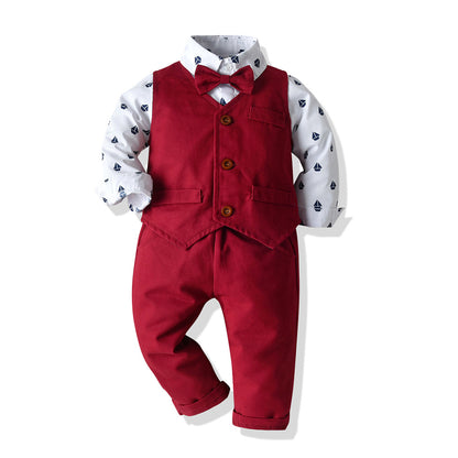 Children's Gentleman 3-Piece Suit | Bowtie Shirt, Waistcoat & Trousers | Heights 70-120cm