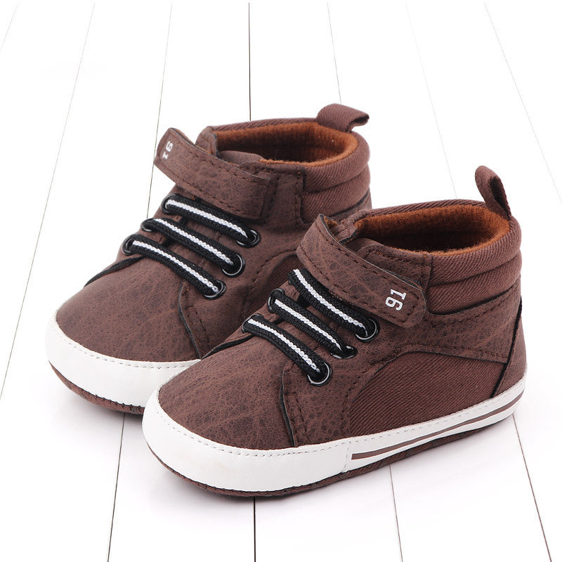 Baby & Toddler Boys' High-Top Cotton Shoes – Velcro Fastening