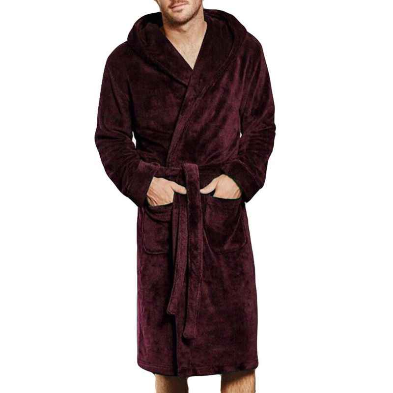 Unisex Hooded Nylon Bathrobe – Soft Double-Sided Velvet Lined Lounge Robe