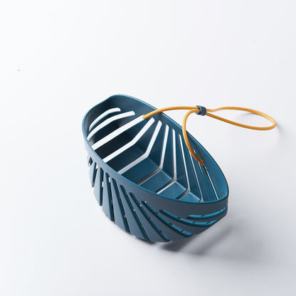 Shell-Shaped Kitchen Sink Drain Bag with Lanyard | Blue & White