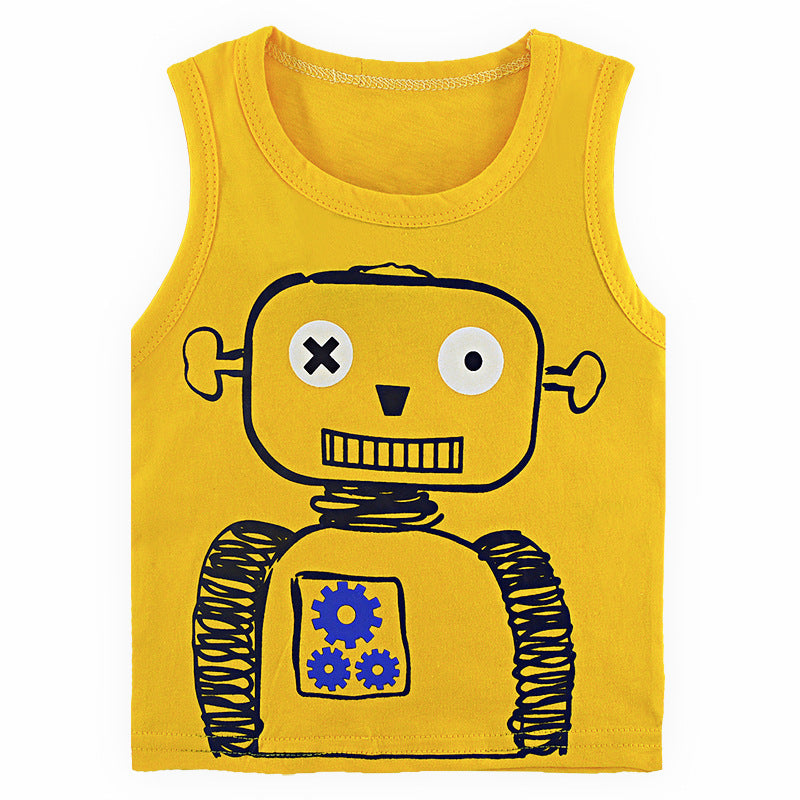 Children's Cartoon Print Cotton Sleeveless Vest | 10 Designs