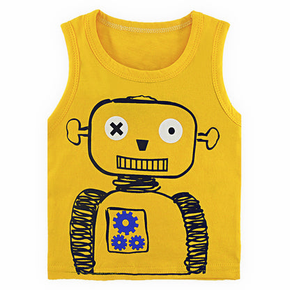 Children's Cartoon Print Cotton Sleeveless Vest | 10 Designs