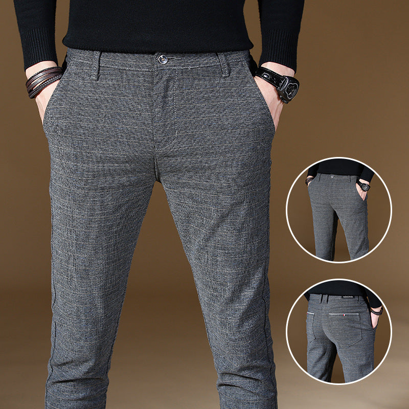 Men's Casual Trousers – Straight Leg Pants in Grey, Blue & Black
