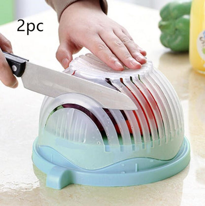 Salad Cutter Bowl — 2-in-1 Chopper, Drain Basket & Serving Bowl