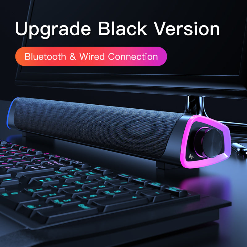 6W Bluetooth 5.0 Computer Speaker Bar | Stereo Sound | USB | Black & White