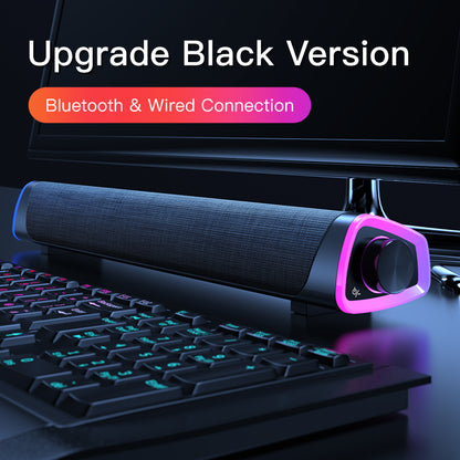 6W Bluetooth 5.0 Computer Speaker Bar | Stereo Sound | USB | Black & White