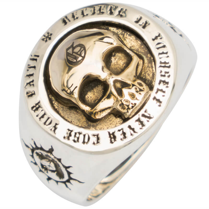 Men's S925 Silver Skull Ring – Punk Rock Geometric Adjustable Band
