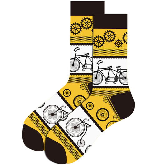 Men’s Novelty Jacquard Cotton Tube Socks 14 Designs Santa Elk Cat