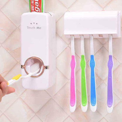 Wall-Mounted Toothbrush Holder Set – Plastic & Silicone Bathroom Organiser