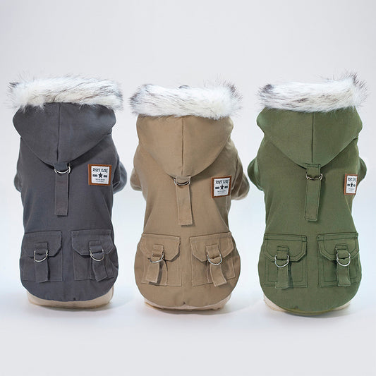 Small Dog Hoodie Coat | Warm Cotton Overalls | 3 Colours