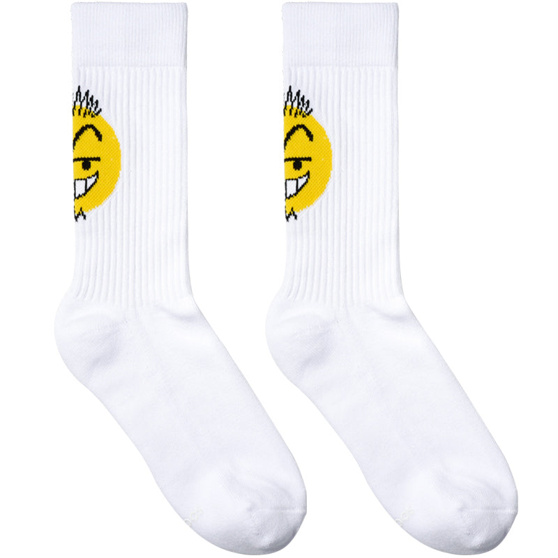 Men's White High-Tube Over-the-Calf Cotton Socks