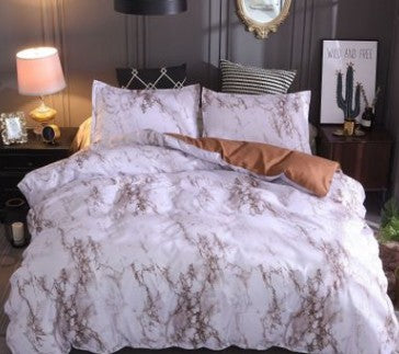 Marble & Solid Print Polyester Duvet Cover Set – Reactive Dye Twill