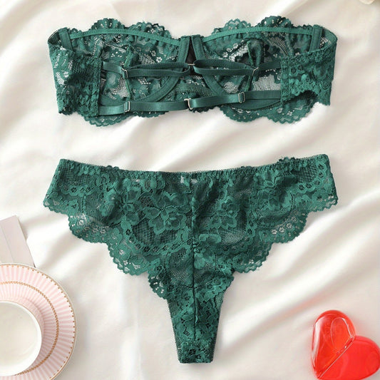 Women's Lace Floral Lingerie Set | Bra & Knicker Set