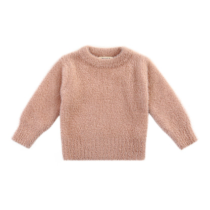 Girls Fluffy Pullover Sweatshirt – Soft Plush Top
