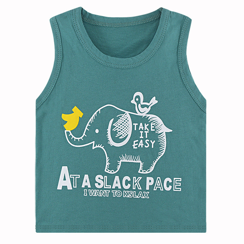 Children's Cartoon Print Cotton Sleeveless Vest | 10 Designs