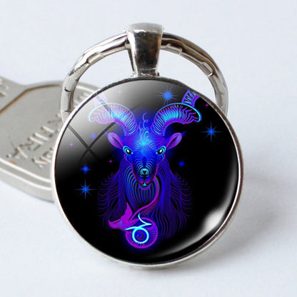 Zodiac Constellation Keychain | All 12 Signs | Alloy & Glass | JP Collections