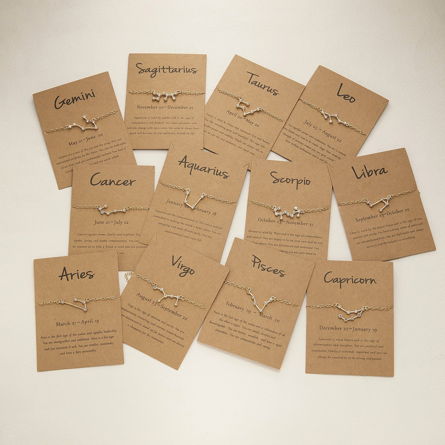Zodiac Star Sign Gold-Plated Chain Bracelet | All 12 Signs