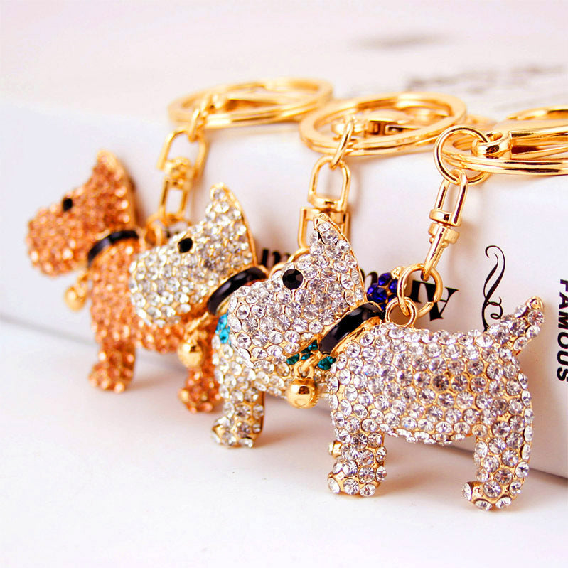 Diamond Bell Puppy Keychain | Zinc Alloy Charm | JP Collections
