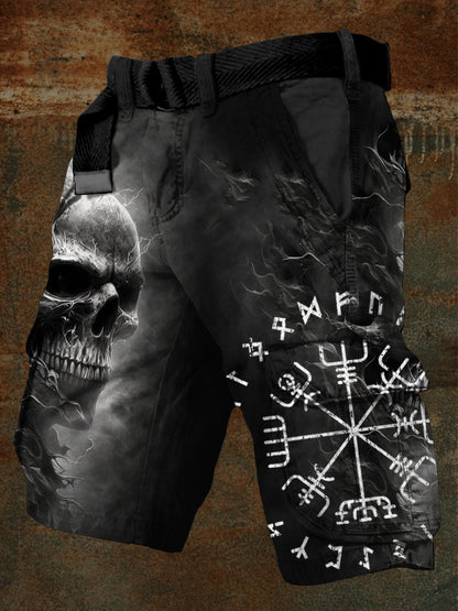 Men's Digital Print Zipper Cargo Shorts