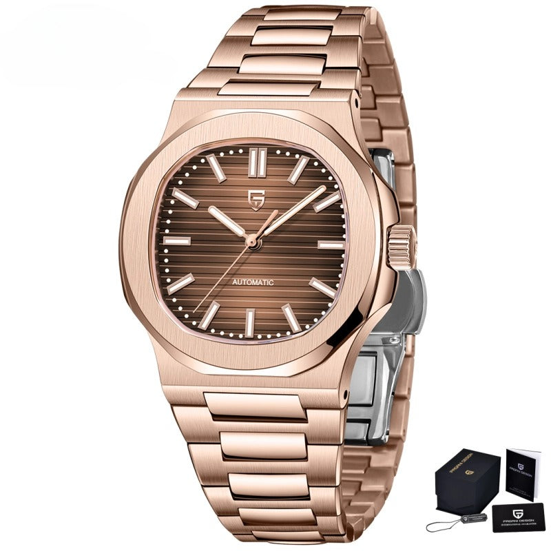 Men's Automatic Mechanical Watch | Barrel-Shaped | Stainless Steel