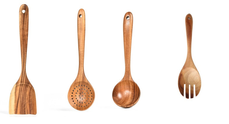 Natural Wood Kitchen Utensil Set | 2, 4, 7 & 8-Piece Sets