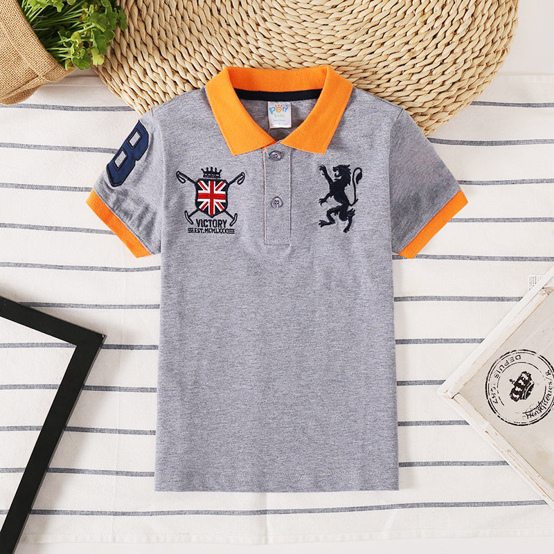 Boys' Short Sleeve Cotton Polo Shirt | Lapel Collar Kids Top 90–165cm