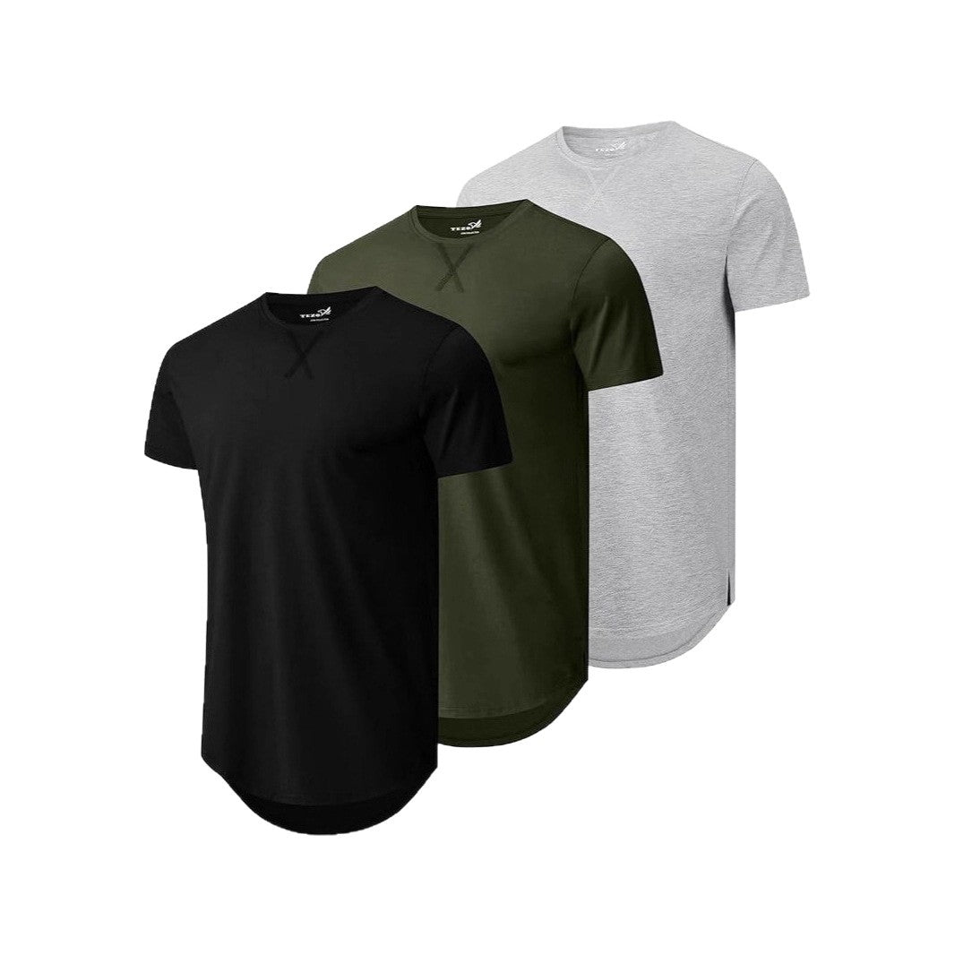 Men's Printed Mesh Cotton Blend T-Shirt - Loose Fit Crew Neck 14 Colours S-3XL