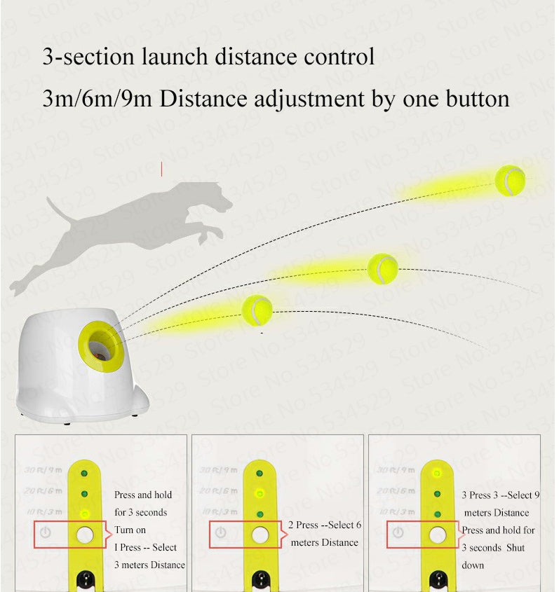 Automatic Dog Ball Launcher | Interactive Fetch Machine 3m–9m with Tennis Balls