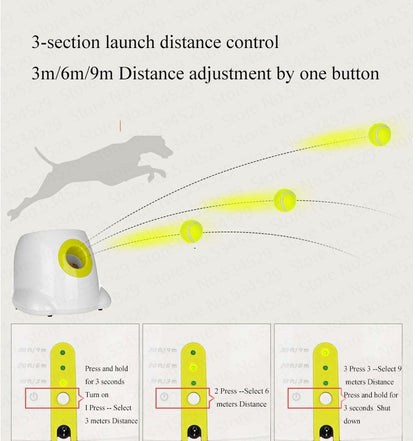 Automatic Dog Ball Launcher | Interactive Fetch Machine 3m–9m with Tennis Balls