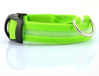 LED Luminous Dog Collar | Nylon Night Safety Flashing Collar XS–XL