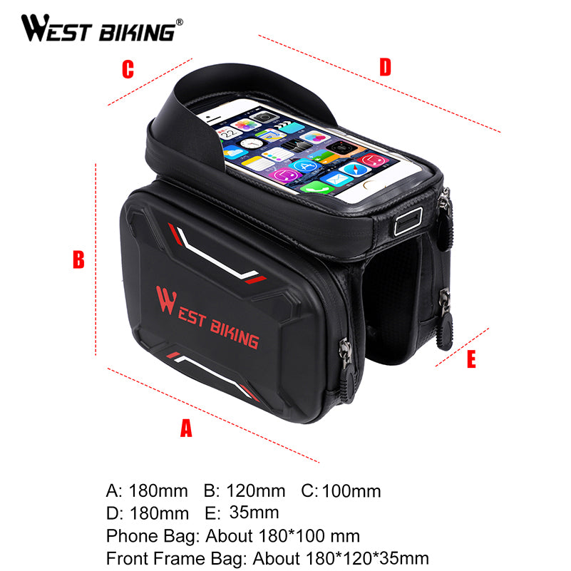 Waterproof Bike Front Handlebar Bag – Hard Shell Touch Screen Phone Holder