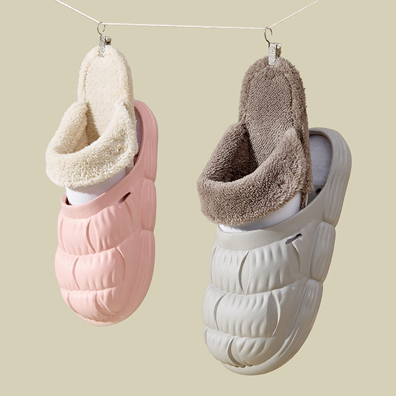 Unisex Faux Fur Lined EVA Slippers | Warm Non-Slip Indoor Shoes