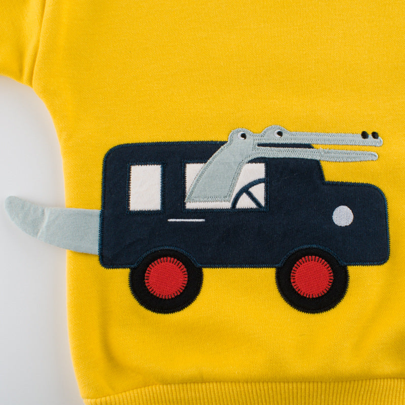 Boys' Cartoon Print Pullover & Trousers Two-Piece Set