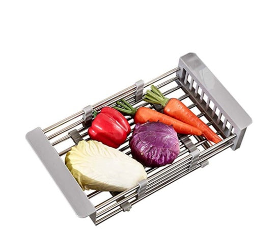 Stainless Steel Sink Drain Rack – Over-Sink Drainer Basket