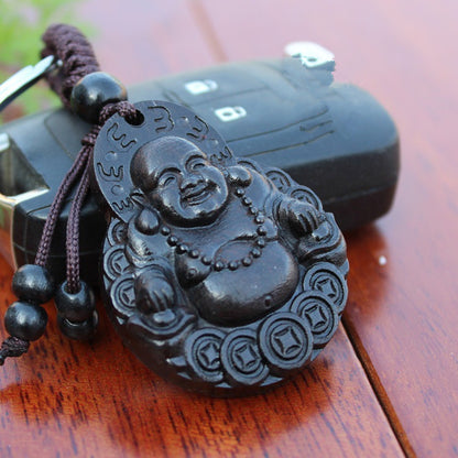 Natural Ebony Wood Keychain | Unisex Wooden Charm Pendant | JP Collections