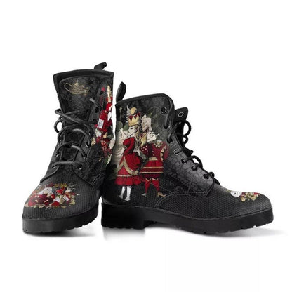 Women's Gothic Print Vegan Leather Combat Boots | EU 35–43
