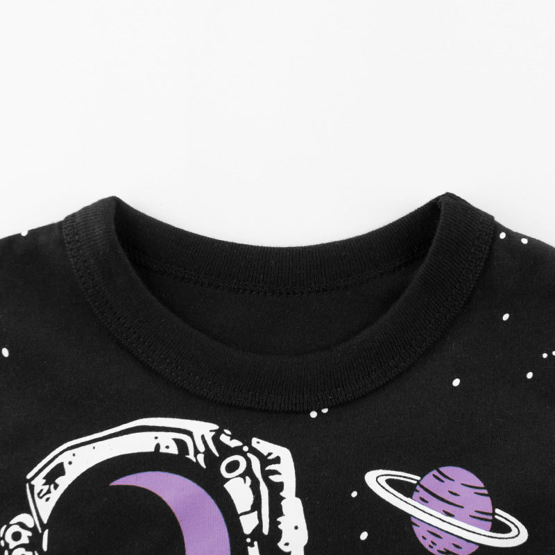 Children's Long Sleeve Cartoon Cotton T-Shirt Black | Ages 2-9