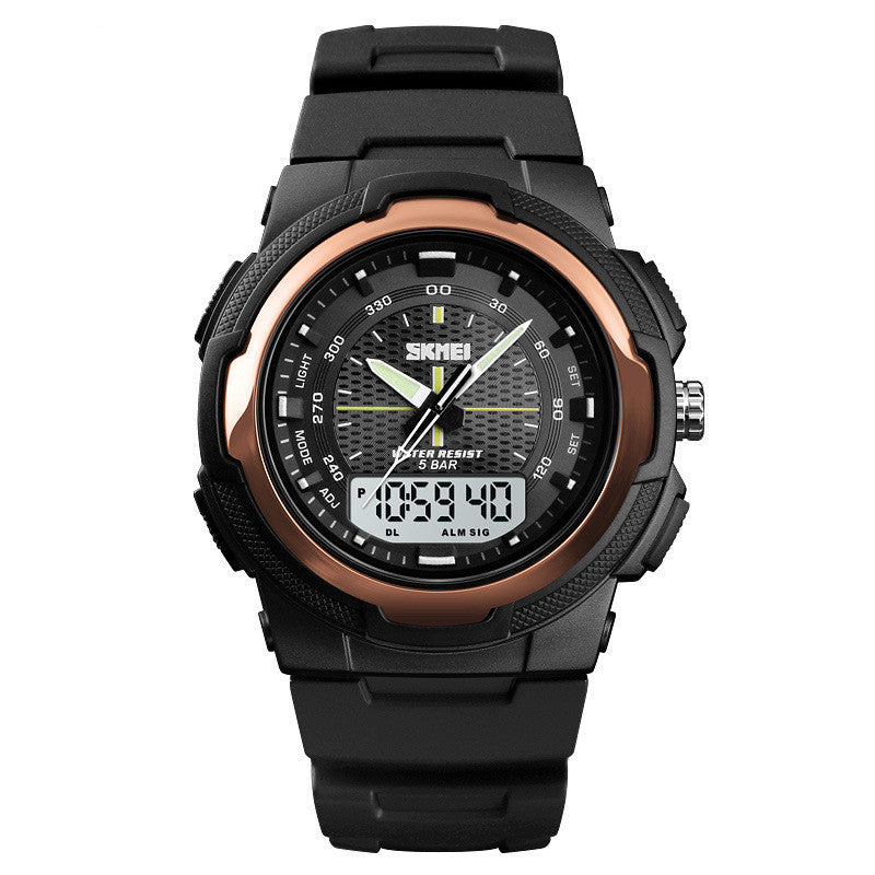 Men's Dual Display Sport Watch – 50M Waterproof, Japanese Movement