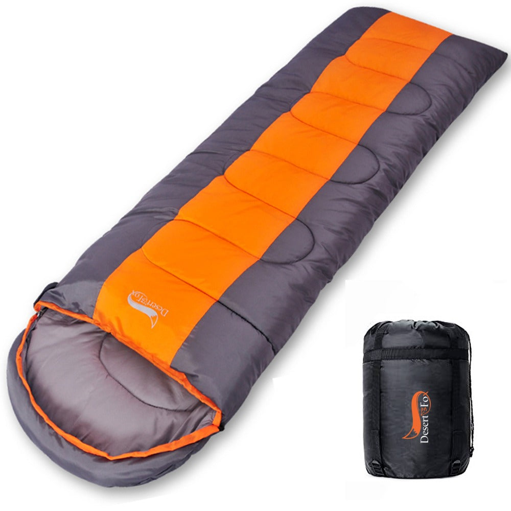 4-Season Camping Sleeping Bag – 210T Polyester Cotton Fill 1kg-1.8kg Green, Blue & Orange